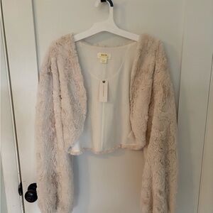 Anthropologie Soft Beige Teddy Jacket